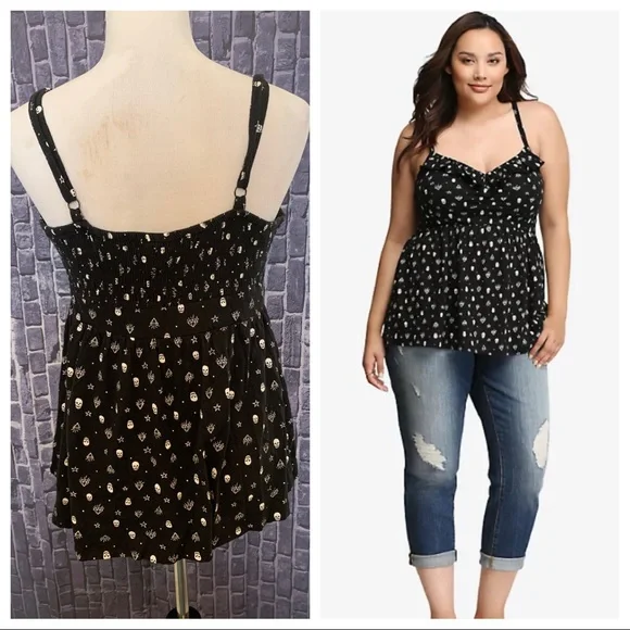 Skull & Diamonds Babydoll Tank Torrid Y2K Punk - Picture 3 of 13